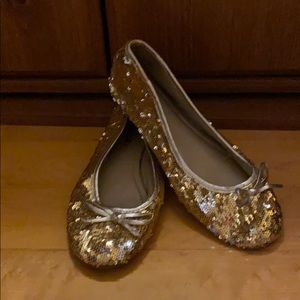 Gold Sequin Ballet Flats